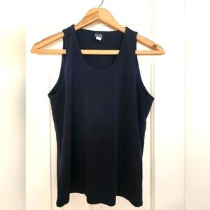 Eileen Fisher Georgette Crepe Tank Size Small Navy 100 Silk Scoop Neck Career